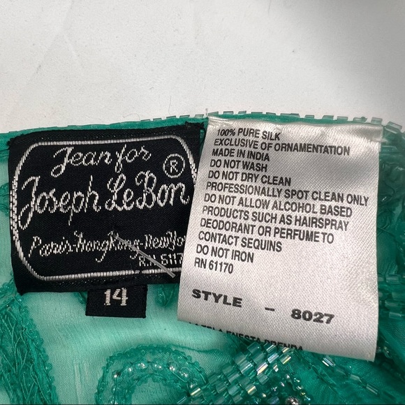 Jean For Joseph Le Bon Formal Silk Dress Size 14 Style8047 Green Color L020422 - Picture 3 of 5